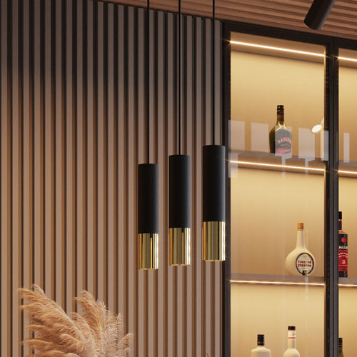 Sollux Lighting Hanglamp LOOPEZ 2 zwart/goud - 30x6x90cm