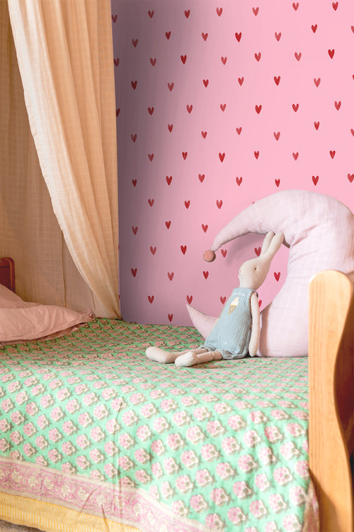 ESTAhome behang hartjes roze en rood - 50 x 900 cm - 131628 - vtwonen shop