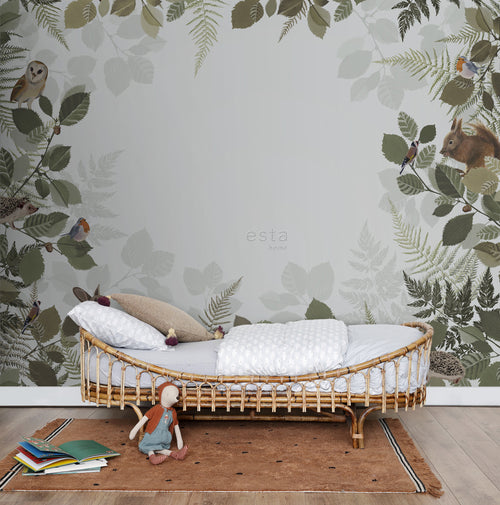 ESTAhome fotobehang bosdieren groen en bruin - 3 x 2,79 m - 159100 - vtwonen shop