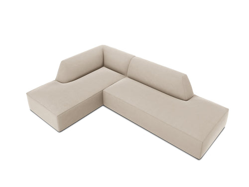 Micadoni linker hoekbank Ruby 4-zits, flueel, beige - 180x273x69cm
