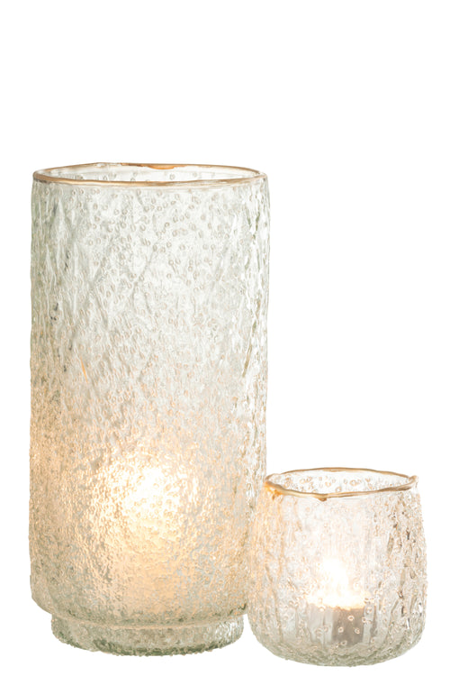 J-Line windlicht Rand - glas - goud/transparant - large