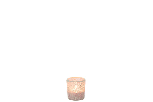 J-Line theelichthouder Mozaiek Recht - glas - roze - 6 stuks
