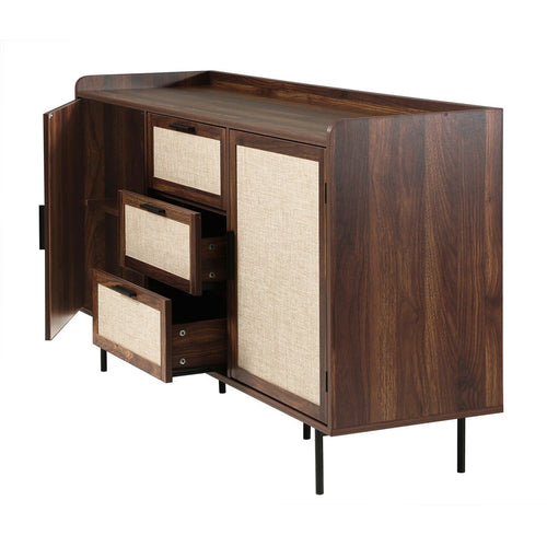 Calicosy - Dressoir JETSON -  Walnootlook & stof 140x39,5x79 cm