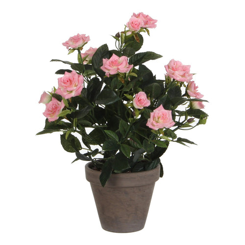 Mica Decorations Rozenstruik Kunstplant in Bloempot Stan - H33 x Ø25 cm - Roze