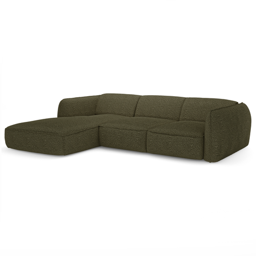 Sia Home - Hoekbanken links LIVIA - Bouclette stof - Olijfgroen - 272cm - vtwonen shop