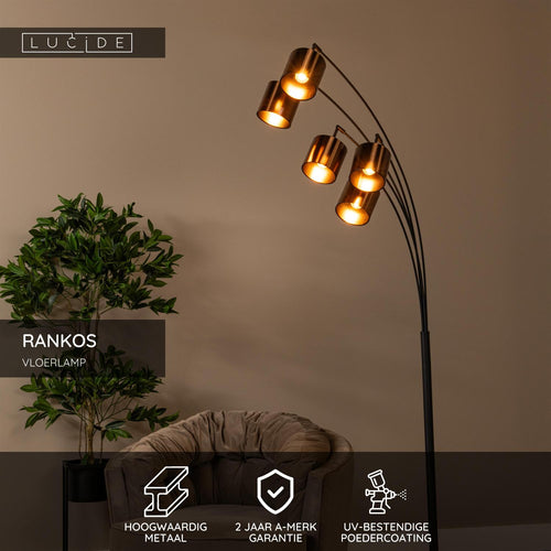 Lucide vloerlamp RANKOS - 5xE14 - Zwart
