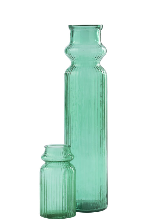 J-Line vaas Gestreept - glas - smaragdgroen