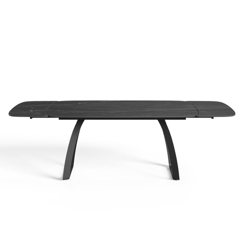 Sia Home - Uitschuifbare tafels DAHLIA - Keramiek - Carrara zwart en zwart - 180cm