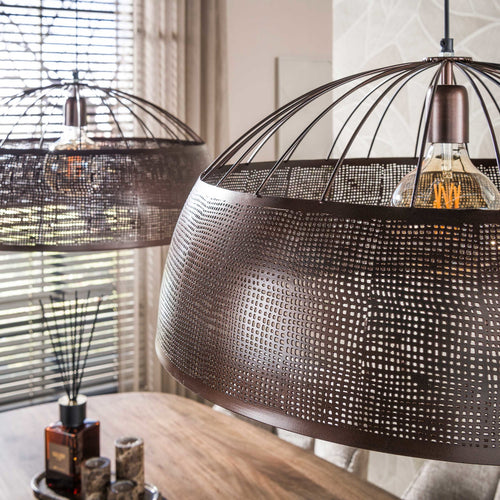 Giga Meubel Hanglamp Screen - Koper Metaal - 2-Lichts Designlamp - Ø60cm