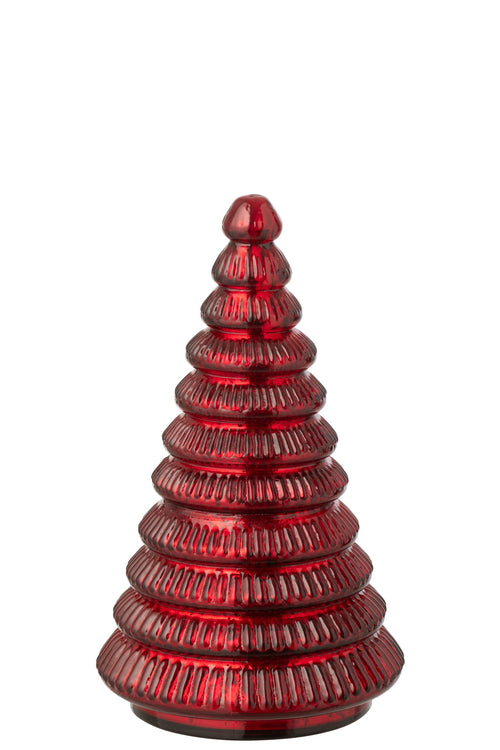 J-Line geurkaars Boom Geribbeld - Christmas Berries - glas - kerstrood - large