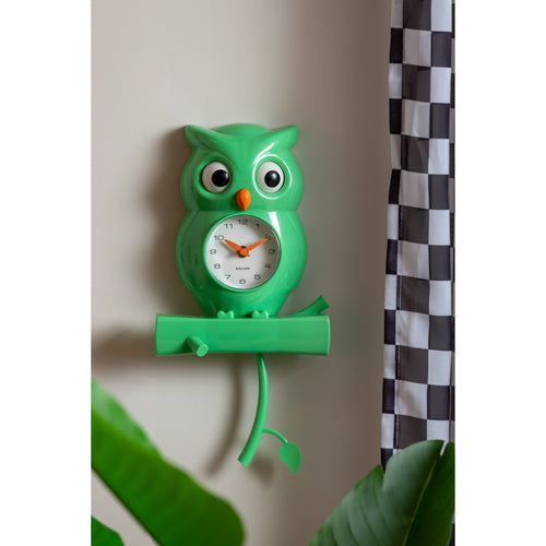 Karlsson wandklok Owl Pendulum - groen - 20x8.5x37.5cm - vtwonen shop