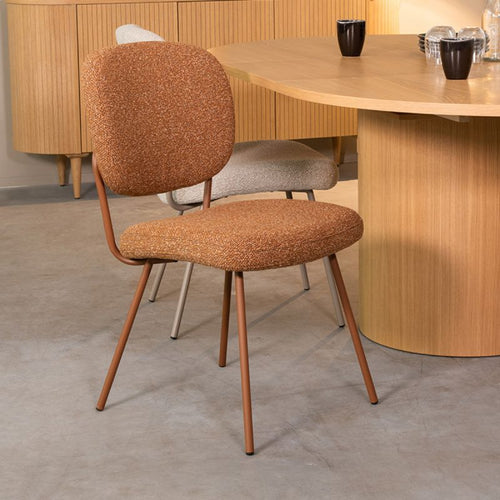 LABEL51 Eetkamerstoel Singapore - Oranje Bouclé - Set van 2 - vtwonen shop