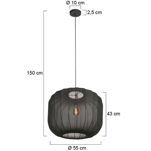 Anne Light & home hanglamp Sable - 1 lichts - 55  x 150   cm - zwart