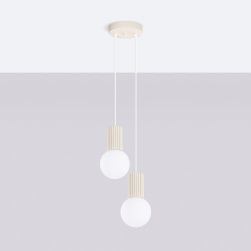 Sollux Lighting Hanglamp HALO 2P beige - 15x15x120cm