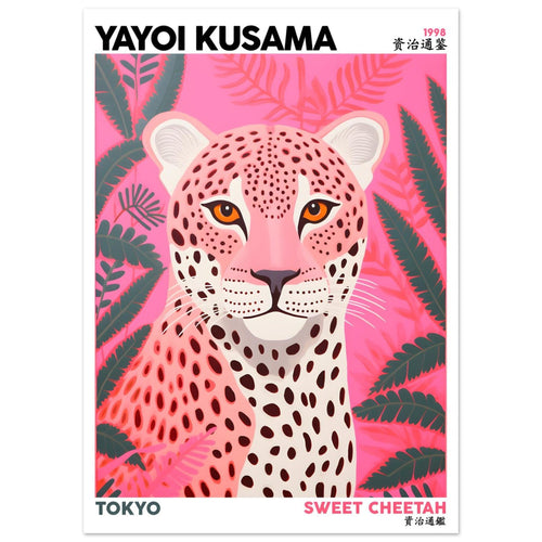 Artfulprints Poster Yayoi Kusama - Sweet cheetah   - 50x70 cm - Roze