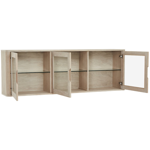 Furnhouse 3-deurs wandkast Nyborg - Witte olie - MDF, Eikenfineer, Glas - 34x180x60