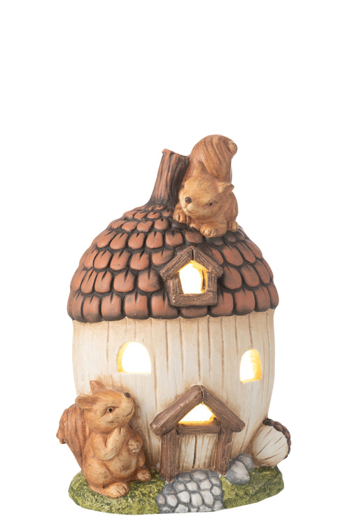 J-Line decoratie Huis Eikel - magnesium - mix - LED lichtjes - vtwonen shop