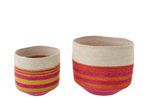 J-Line mand Gestreept - zeegras - mix - set van 2