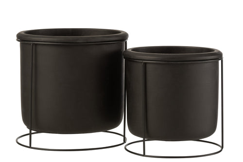 J-Line bloempot Hangend voor binnen - cement - zwart - large - Ø 20 cm