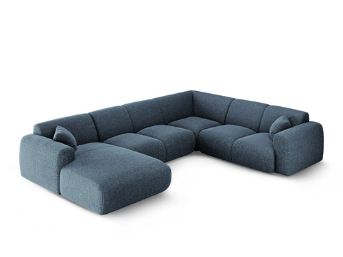 Cosmopolitan Design Panoramische hoekbank rechts Nolio 6-zits, chenille koningsblauw - 252x342x72cm