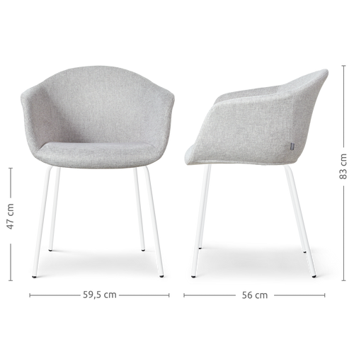 Nolon Nora-Otis Eetkamerstoelen Set van 2 - Lichtgrijs - Witte Poten - vtwonen shop