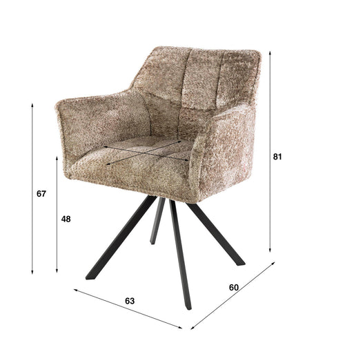 Giga Meubel Eetkamerstoel Alura - Zand - Draaibaar - Set van 2 - vtwonen shop