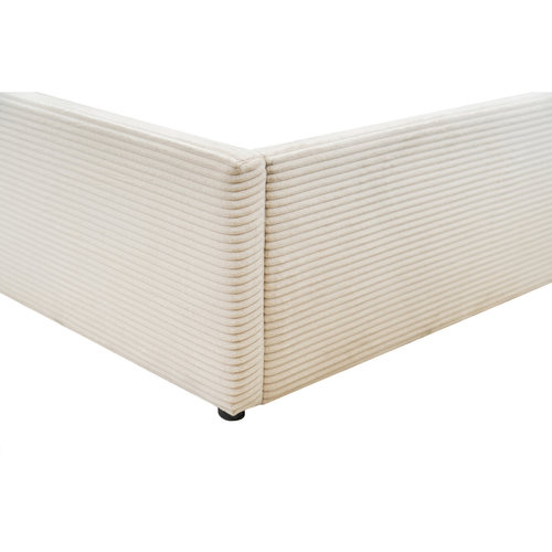 CALICOSY - Opbergbed bekleed met fluweel ROMY - Beige - 170x214x36,5 cm