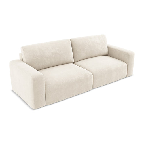 LaMiaSofa 3-zits slaapbank Ostia - chenille stof - lichtbeige - 244x102x79