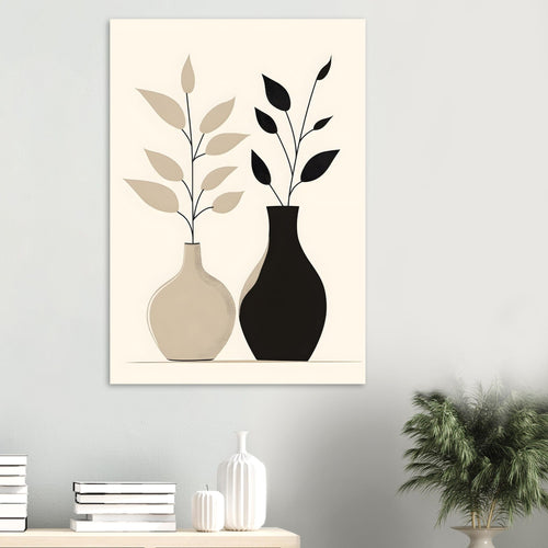 Artfulprints Poster Boho – Dual vase   - 70x100 cm - Zwart / Wit