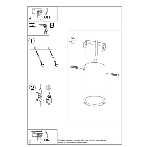 Sollux Lighting Plafondlamp LAGOS 10 ultramarijn - 6x6x10cm