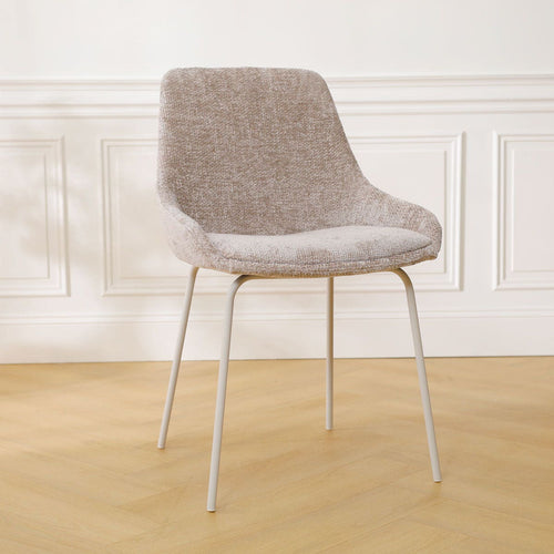 Nolon Nora-Isa Eetkamerstoel Bruin - Stof - Wit Onderstel - vtwonen shop