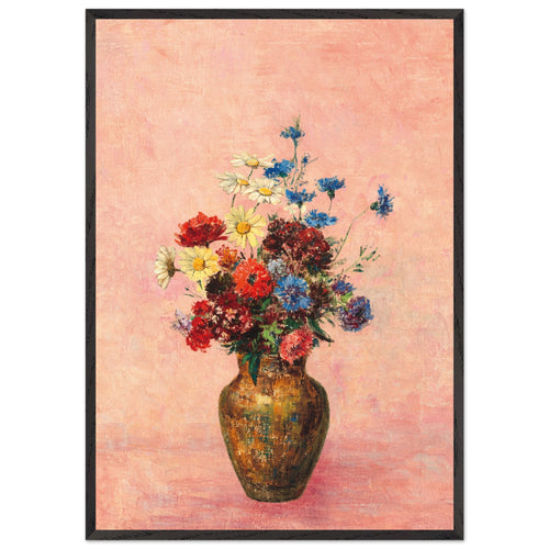 Artfulprints Poster met Lijst Bloemen in vaas 4   - 70x100 cm - Roze