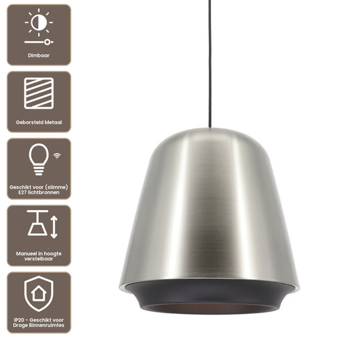Artdelight hanglamp Santiago - 1 lichts - 35  x 175   cm - mat-chroom - zwart