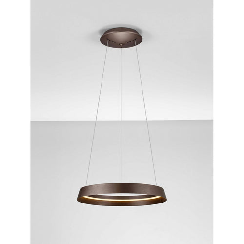 Nova Luce ORMI Geïntegreerde LED-hanglamp, geborsteld koffiekleurig, Triac dimbaar, 38W, 2564lm, 2700-3000-4000K kleurtemperatuur.