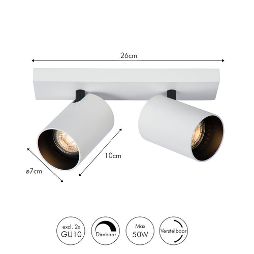 Atmooz plafondlamp Nuo 2 - wit-zwart binnenin - 28 x 13 x H 12 cm - GU10