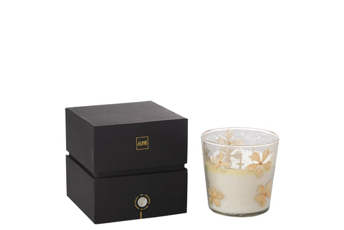 J-Line geurkaars Bloemen - glas - transparant - small - 45U