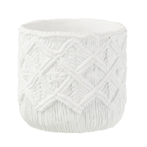 J-Line bloempot Geruit - cement - wit - medium - Ø 20 cm - vtwonen shop
