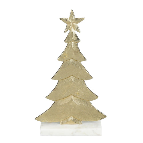 Mica Decorations Decoratie boom champagne - l18xb7xh32cm - Aluminium, Marmer - Champagne
