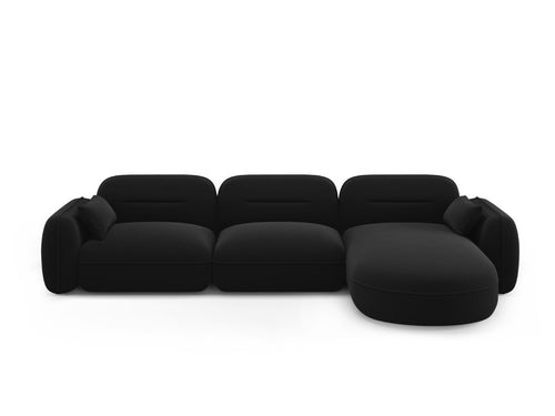 Cosmopolitan Design Modulaire hoekbank rechts Sydney 4-zits, flueel, zwart - 165x320x70cm