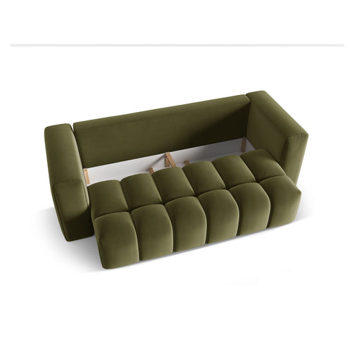 Cosmopolitan Design - Slaapbank met opbergdoos Verona 3-zits, flueel lichtgroen - 98x252x85cm