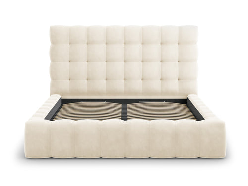 Cosmopolitan Design Opbergbed met hoofdeinde Bali 180x200cm, flueel, lichtbeige - 230x205x125cm