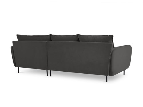 Cosmopolitan Design rechter hoekbank Vienna 5-zits, flueel, donkergrijs - 170x255x95cm