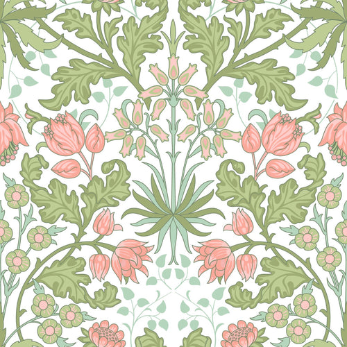 ESTAhome behang vintage bloemen in art nouveau stijl groen en roze - 50 x 900 cm - 131179 - vtwonen shop