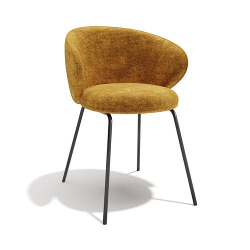 Sia Home - Eetkamerstoel LUNA - Fluweel met structuur - Mosterd - 53.5cm - vtwonen shop