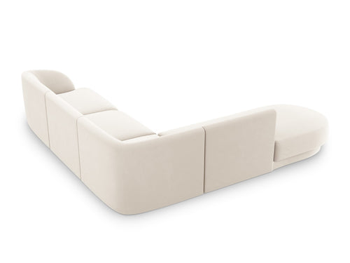 Micadoni linker hoekbank Miley 6-zits, flueel, lichtbeige - 248x255x70cm