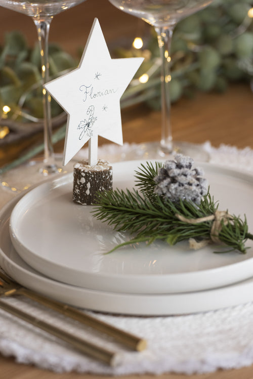 J-Line kerstfiguur Kerstmis Beeldjes Multiplex - hout - wit - 3 stuks