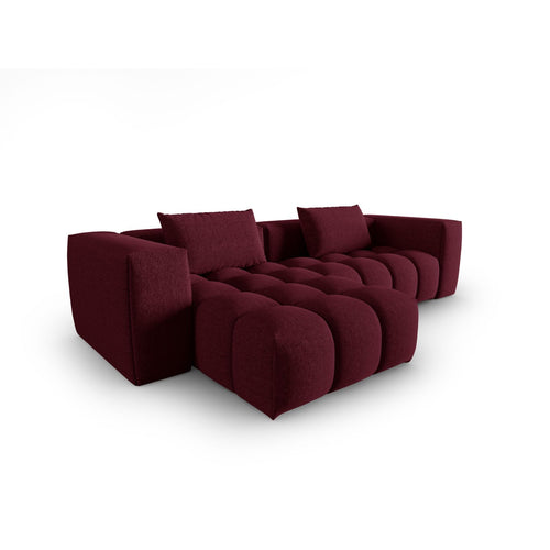Cosmopolitan Design - Modulaire hoekbank links Verona 3-zits, structurele stof bordeaux - 145x260x70cm
