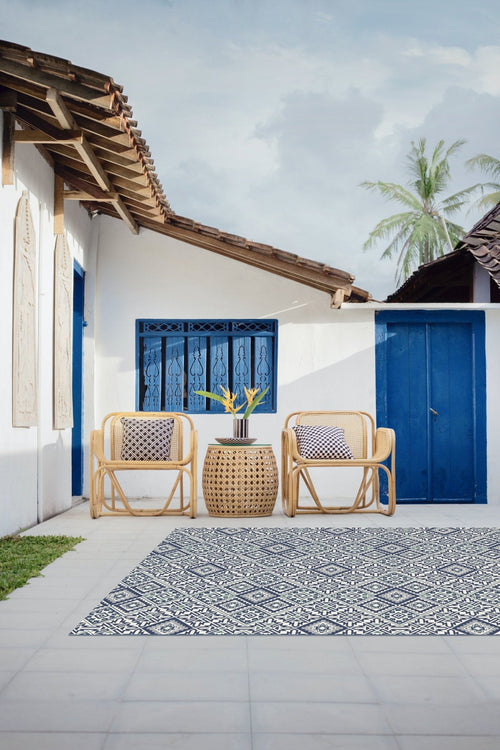 AFK Living vloerkleed Nazare - voor binnen en buiten - blauw - 80 x 150 cm