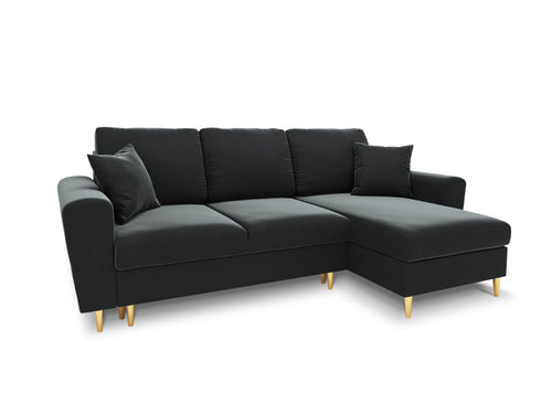 Cosmopolitan Design Omkeerbare converteerbare hoekbank met opbergdoos Kyoto 4-zits, flueel donkergrijs - 145x241x88cm
