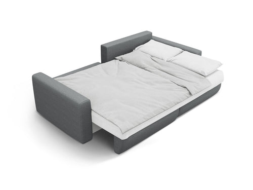 Cosmopolitan Design Omkeerbare converteerbare hoekbank met opbergdoos Belfast 3-zits, structurele stof grijs - 149x240x84cm